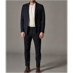 Cruna - Marais Trousers in Tech Wool - 648 - Night Blue - Handmade in Italy - Luxury High Quality Pants - Avvenice