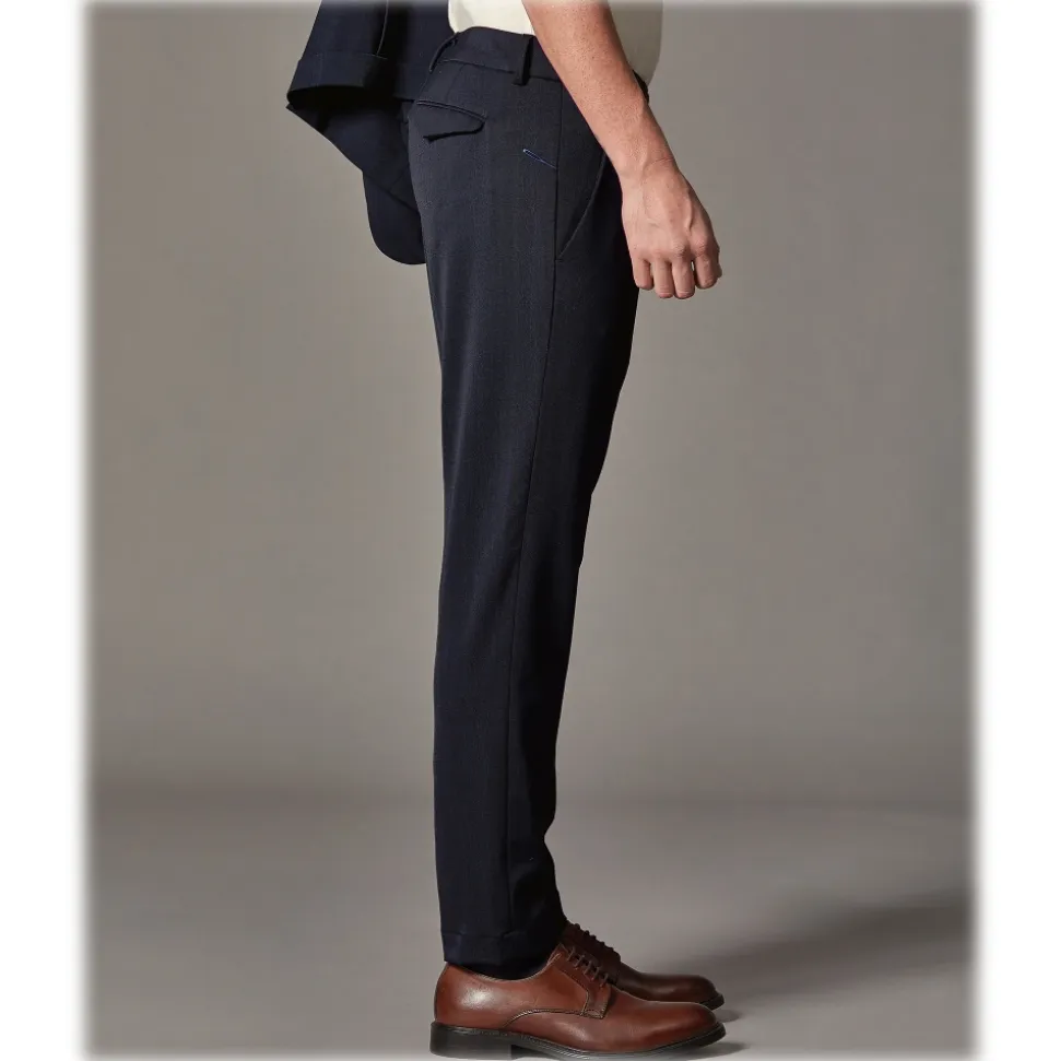 Cruna - Marais Trousers in Tech Wool - 648 - Night Blue - Handmade in Italy - Luxury High Quality Pants - Avvenice