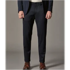 Cruna - Marais Trousers in Tech Wool - 648 - Night Blue - Handmade in Italy - Luxury High Quality Pants - Avvenice