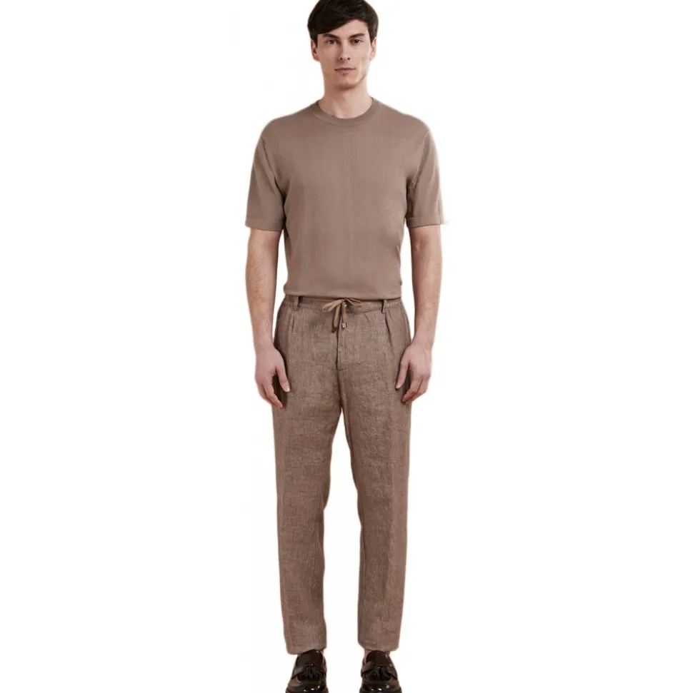 Cruna - Mitte Trousers - 1510 - Toupe - Handmade in Italy - Luxury High Quality Collection - Avvenice