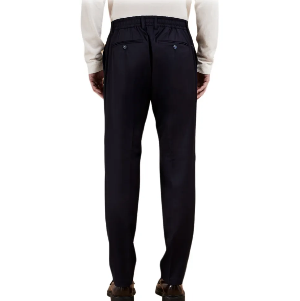 Cruna - Mitte Trousers - 1516 - Night Blue - Handmade in Italy - Luxury High Quality Collection - Avvenice