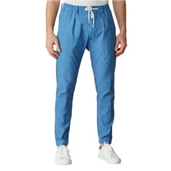 Cruna - Mitte Trousers in Linen - 541 - Light Blue - Handmade in Italy - Luxury High Quality Pants - Avvenice