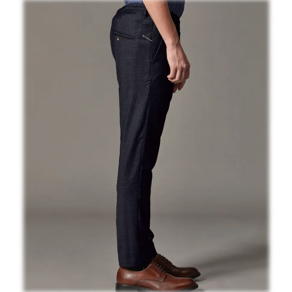 Cruna - Mitte Trousers in Wool Flannel - 628 - Night Blue - Handmade in Italy - Luxury High Quality Pants - Avvenice