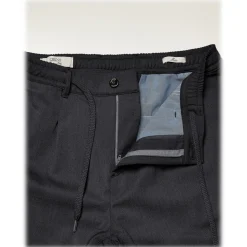 Cruna - Mitte Trousers in Wool Flannel - 628 - Night Blue - Handmade in Italy - Luxury High Quality Pants - Avvenice