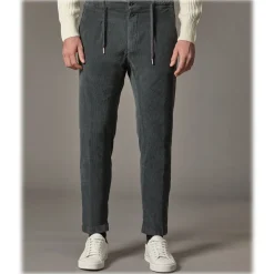 Cruna - Mitte Trousers in Corduroy - 610 - Slate - Handmade in Italy - Luxury High Quality Pants - Avvenice