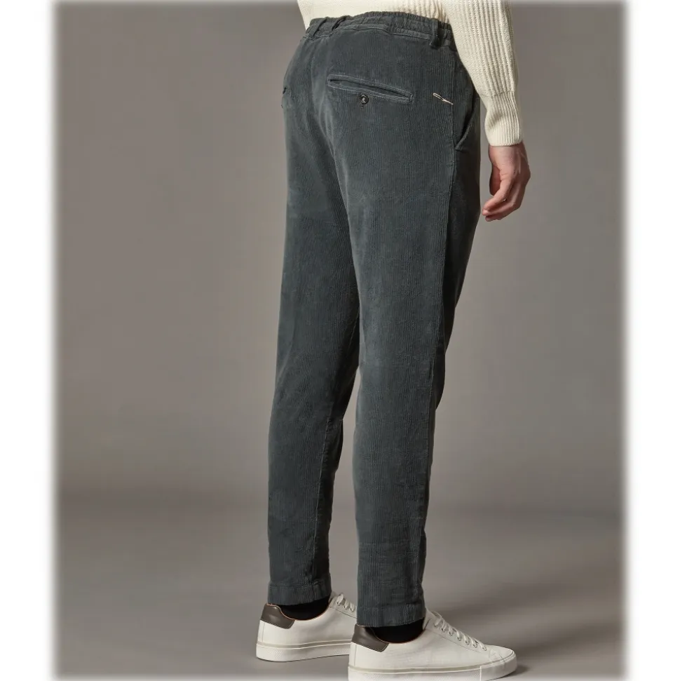 Cruna - Mitte Trousers in Corduroy - 610 - Slate - Handmade in Italy - Luxury High Quality Pants - Avvenice