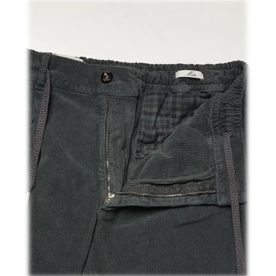 Cruna - Mitte Trousers in Corduroy - 610 - Slate - Handmade in Italy - Luxury High Quality Pants - Avvenice