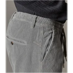 Cruna - Mitte Trousers in Corduroy - 464 - Grey - Handmade in Italy - Luxury High Quality Pants - Avvenice