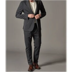 Cruna - Mitte Trousers in Tech Wool - 648 - Slate - Handmade in Italy - Luxury High Quality Pants - Avvenice