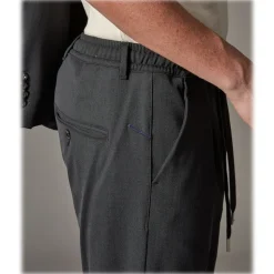 Cruna - Mitte Trousers in Tech Wool - 648 - Slate - Handmade in Italy - Luxury High Quality Pants - Avvenice