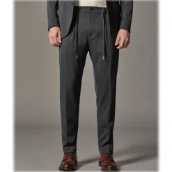 Cruna - Mitte Trousers in Tech Wool - 648 - Slate - Handmade in Italy - Luxury High Quality Pants - Avvenice