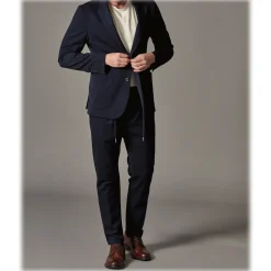 Cruna - Mitte Trousers in Tech Wool - 648 - Night Blue - Handmade in Italy - Luxury High Quality Pants - Avvenice