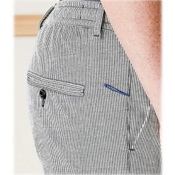 Cruna - Mitte Trousers in Linen Seersucker - 567 - Navy - Handmade in Italy - Luxury High Quality Pants - Avvenice