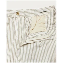 Cruna - Mitte Trousers in Cotton - 533 - Beige - Handmade in Italy - Luxury High Quality Pants - Avvenice
