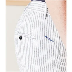 Cruna - Mitte Trousers in Cotton - 533 - Navy - Handmade in Italy - Luxury High Quality Pants - Avvenice