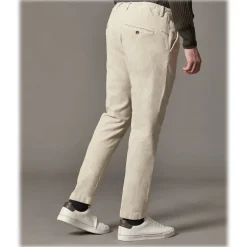 Cruna - Mitte Trousers in Corduroy - 610 - White Rope - Handmade in Italy - Luxury High Quality Pants - Avvenice