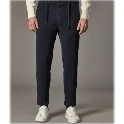 Cruna - Mitte Trousers in Corduroy - 610 - Night Blue - Handmade in Italy - Luxury High Quality Pants - Avvenice