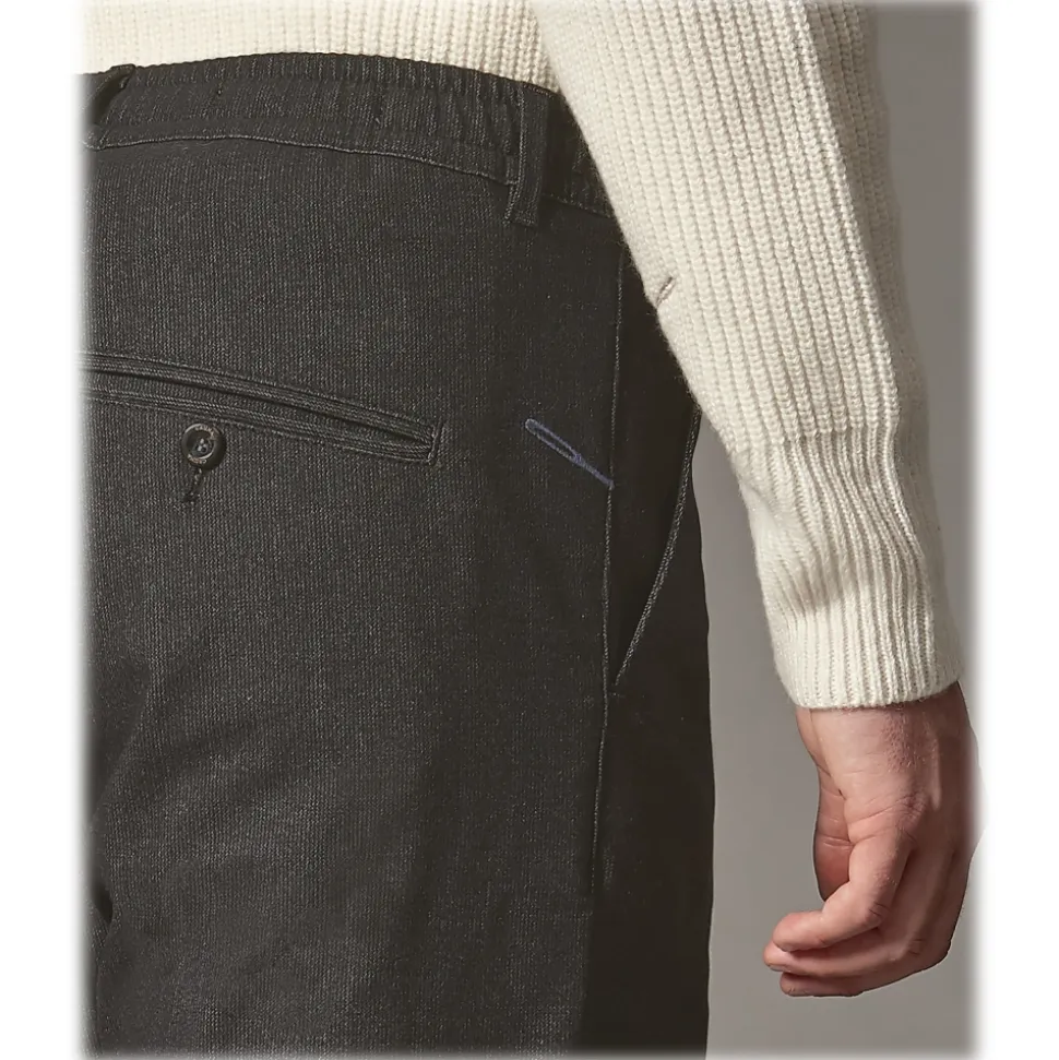 Cruna - Mitte Trousers in Corduroy - 615 - Black - Handmade in Italy - Luxury High Quality Pants - Avvenice