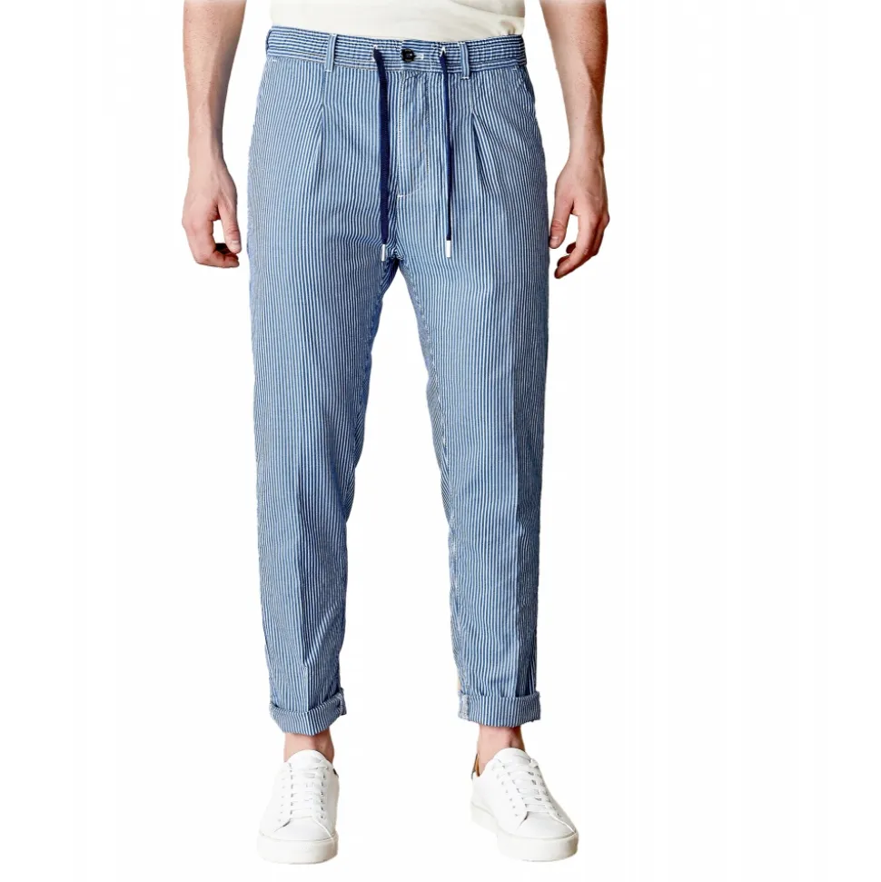 Cruna - Mitte Trousers in Cotton - 528 - Royal - Handmade in Italy - Luxury High Quality Pants - Avvenice