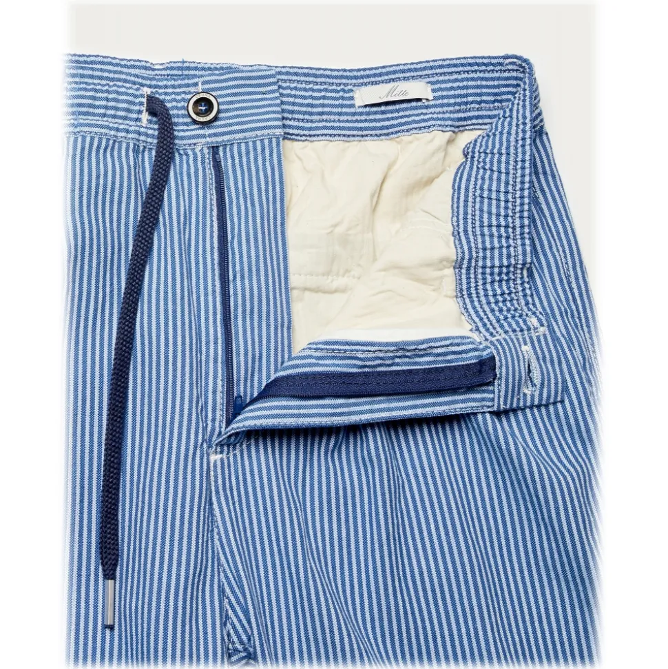 Cruna - Mitte Trousers in Cotton - 528 - Royal - Handmade in Italy - Luxury High Quality Pants - Avvenice