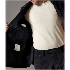 Cruna - Monti Over Shirt in Jumbo Cotton Corduroy - 611 - Night Blue - Handmade in Italy - Luxury High Quality Jacket - Avvenice