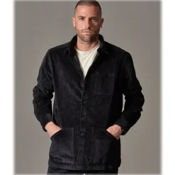 Cruna - Monti Over Shirt in Jumbo Cotton Corduroy - 611 - Night Blue - Handmade in Italy - Luxury High Quality Jacket - Avvenice