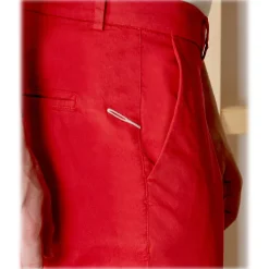 Cruna - New Town Trousers in Cotton - 520 - Red - Handmade in Italy - Luxury High Quality Pants - Avvenice