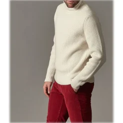 Cruna - New Town Trousers in Cotton Corduroy - 464 - Red - Handmade in Italy - Luxury High Quality Pants - Avvenice