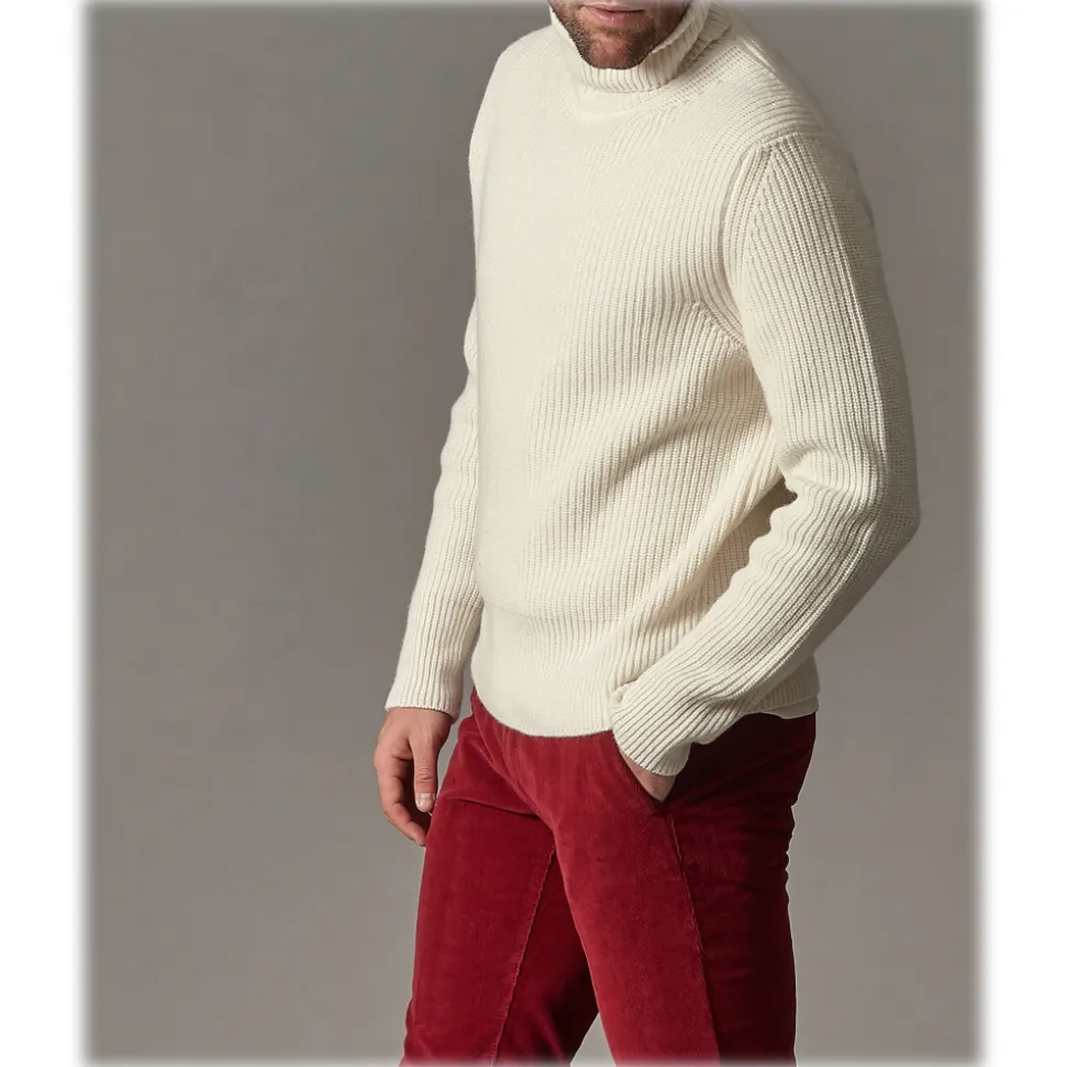 Cruna - New Town Trousers in Cotton Corduroy - 464 - Red - Handmade in Italy - Luxury High Quality Pants - Avvenice