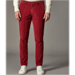 Cruna - New Town Trousers in Cotton Corduroy - 464 - Red - Handmade in Italy - Luxury High Quality Pants - Avvenice