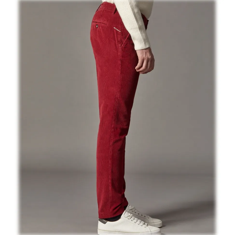 Cruna - New Town Trousers in Cotton Corduroy - 464 - Red - Handmade in Italy - Luxury High Quality Pants - Avvenice