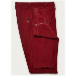 Cruna - New Town Trousers in Cotton Corduroy - 464 - Red - Handmade in Italy - Luxury High Quality Pants - Avvenice