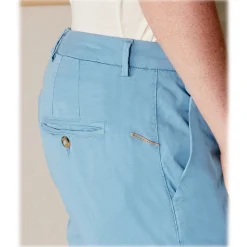 Cruna - New Town Trousers in Cotton - 520 - Light Blue - Handmade in Italy - Luxury High Quality Pants - Avvenice