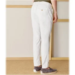 Cruna - New Town Trousers in Cotton - 522 - Off White - Handmade in Italy - Luxury High Quality Pants - Avvenice