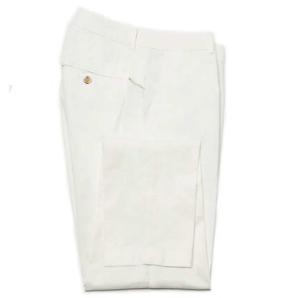 Cruna - New Town Trousers in Cotton - 522 - Off White - Handmade in Italy - Luxury High Quality Pants - Avvenice