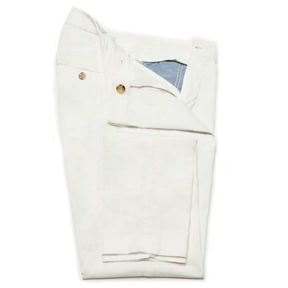 Cruna - New Town Trousers in Cotton - 522 - Off White - Handmade in Italy - Luxury High Quality Pants - Avvenice