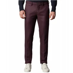 Cruna - New Town Trousers in Pied-de-Poule Wool - 482 - Bordeaux - Handmade in Italy - Luxury High Quality Pants - Avvenice