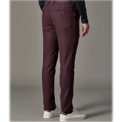 Cruna - New Town Trousers in Pied-de-Poule Wool - 482 - Bordeaux - Handmade in Italy - Luxury High Quality Pants - Avvenice