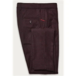 Cruna - New Town Trousers in Pied-de-Poule Wool - 482 - Bordeaux - Handmade in Italy - Luxury High Quality Pants - Avvenice