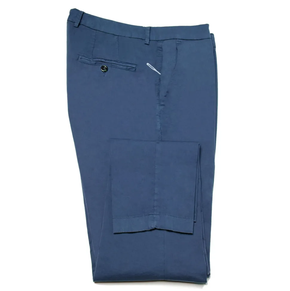 Cruna - New Town Trousers in Cotton - 520 - Avio - Handmade in Italy - Luxury High Quality Pants - Avvenice