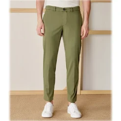Cruna - New Town Trousers in Cotton - 520 - Army - Handmade in Italy - Luxury High Quality Pants - Avvenice