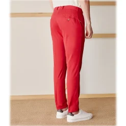 Cruna - New Town Trousers in Cotton - 522 - Red - Handmade in Italy - Luxury High Quality Pants - Avvenice