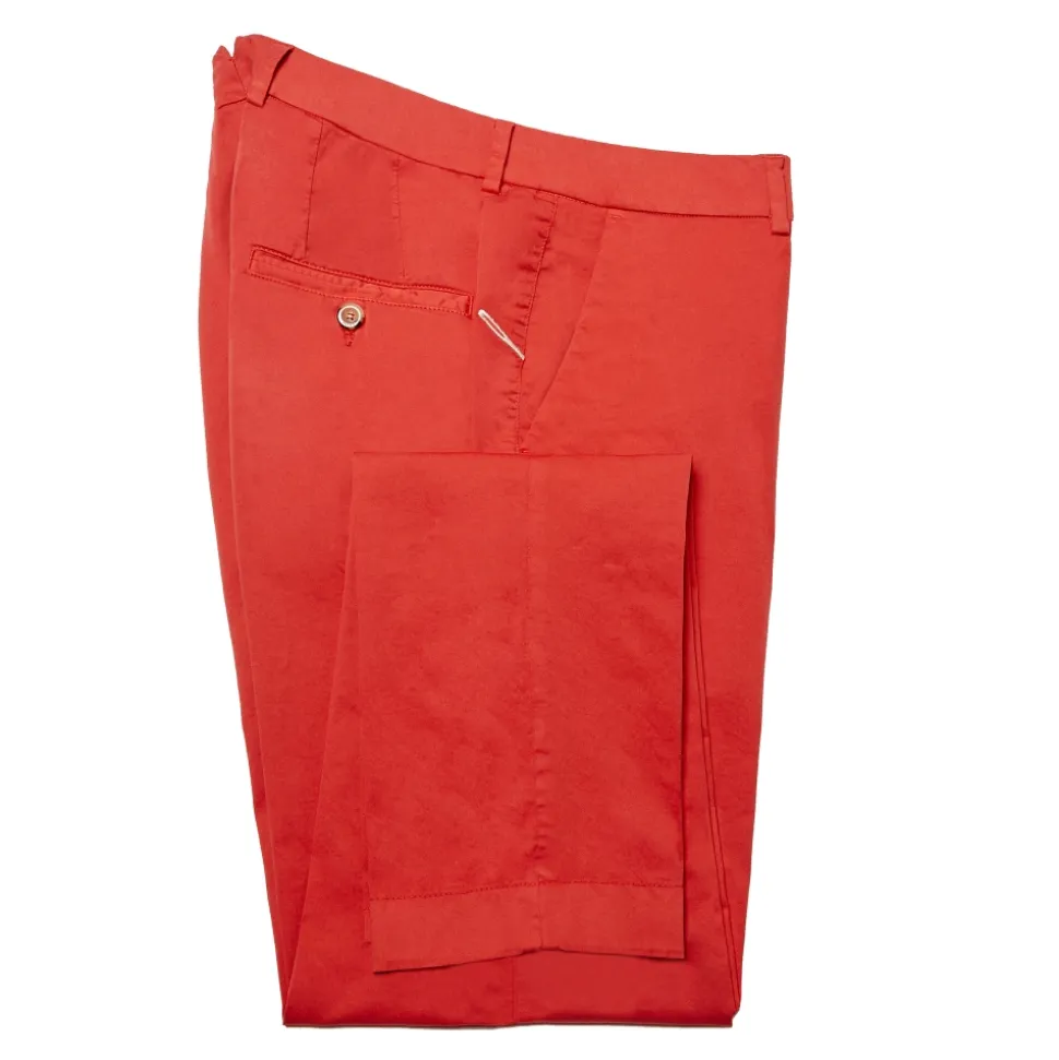 Cruna - New Town Trousers in Cotton - 522 - Red - Handmade in Italy - Luxury High Quality Pants - Avvenice