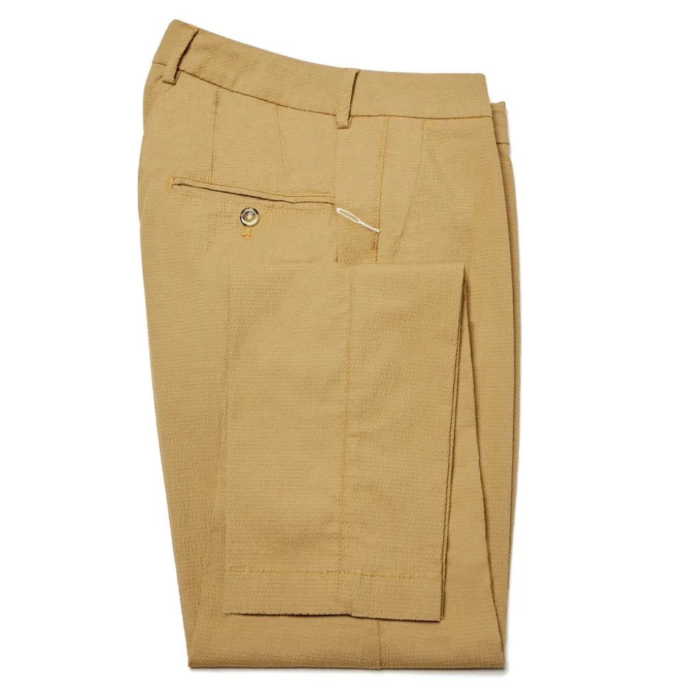 Cruna - New Town Trousers in Seersucker - 521 - Terra - Handmade in Italy - Luxury High Quality Pants - Avvenice