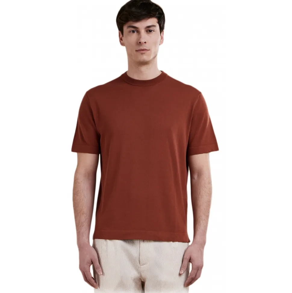 Cruna - Nizza Knitted T-Shirt - 1531 - Rust - Handmade in Italy - Luxury High Quality Collection - Avvenice