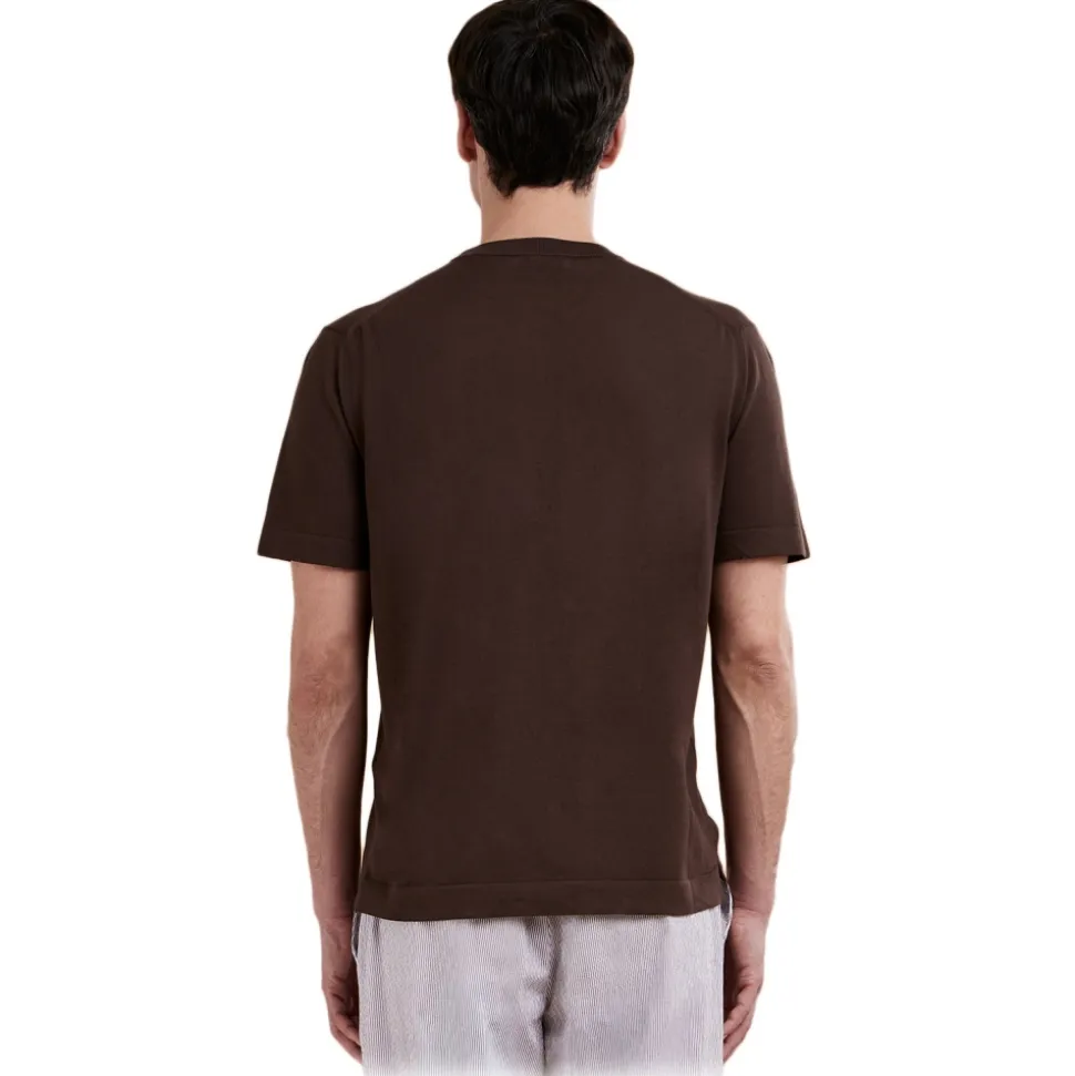 Cruna - Nizza Knitted T-Shirt - 1531 - Dark Brown - Handmade in Italy - Luxury High Quality Collection - Avvenice