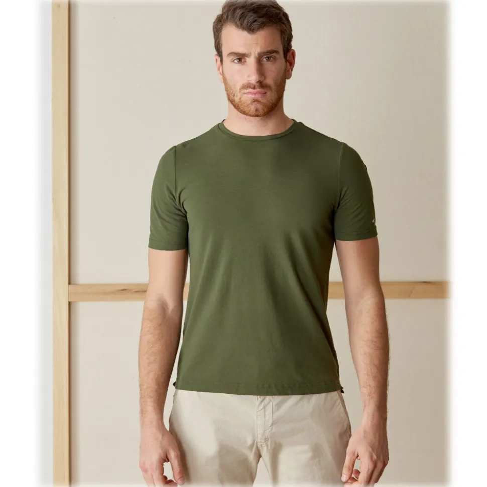 Cruna - Nizza T-Shirt - 573 - Army - Handmade in Italy - Luxury High Quality T-Shirt - Avvenice