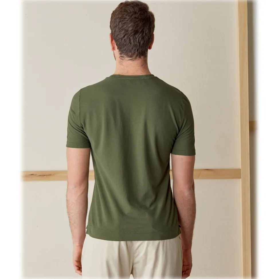 Cruna - Nizza T-Shirt - 573 - Army - Handmade in Italy - Luxury High Quality T-Shirt - Avvenice