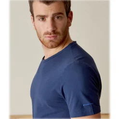 Cruna - Nizza T-Shirt - 573 - Blue - Handmade in Italy - Luxury High Quality T-Shirt - Avvenice