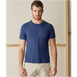 Cruna - Nizza T-Shirt - 573 - Blue - Handmade in Italy - Luxury High Quality T-Shirt - Avvenice